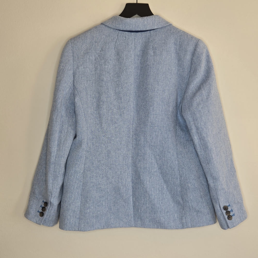 J.Crew Factory Herringbone Blazer Women’s Light Blue Tweed Preppy Classic 10P - Picture 12 of 12